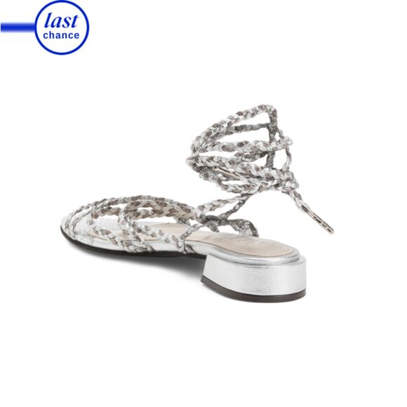 ALTA Silver Made In Colombia Leather Trianna Ankle Wrap Sandals - Picture 2 of 2